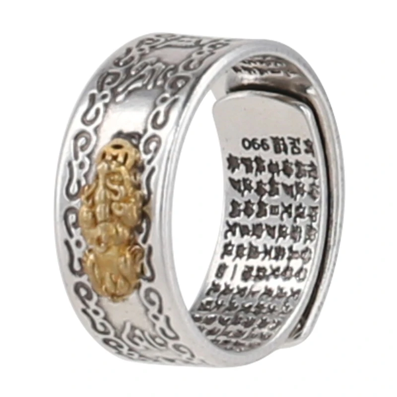 Feng Shui Pixiu Mani for Protection Wealth Ring Ring Amulet Wealth Lucky Open Adjustable Ring Buddhist Dropship