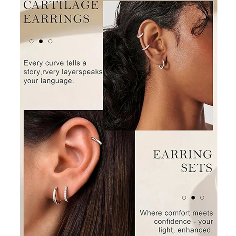 Women's 925 Sterling Silver Huggie Hoop Earrings, Stackable