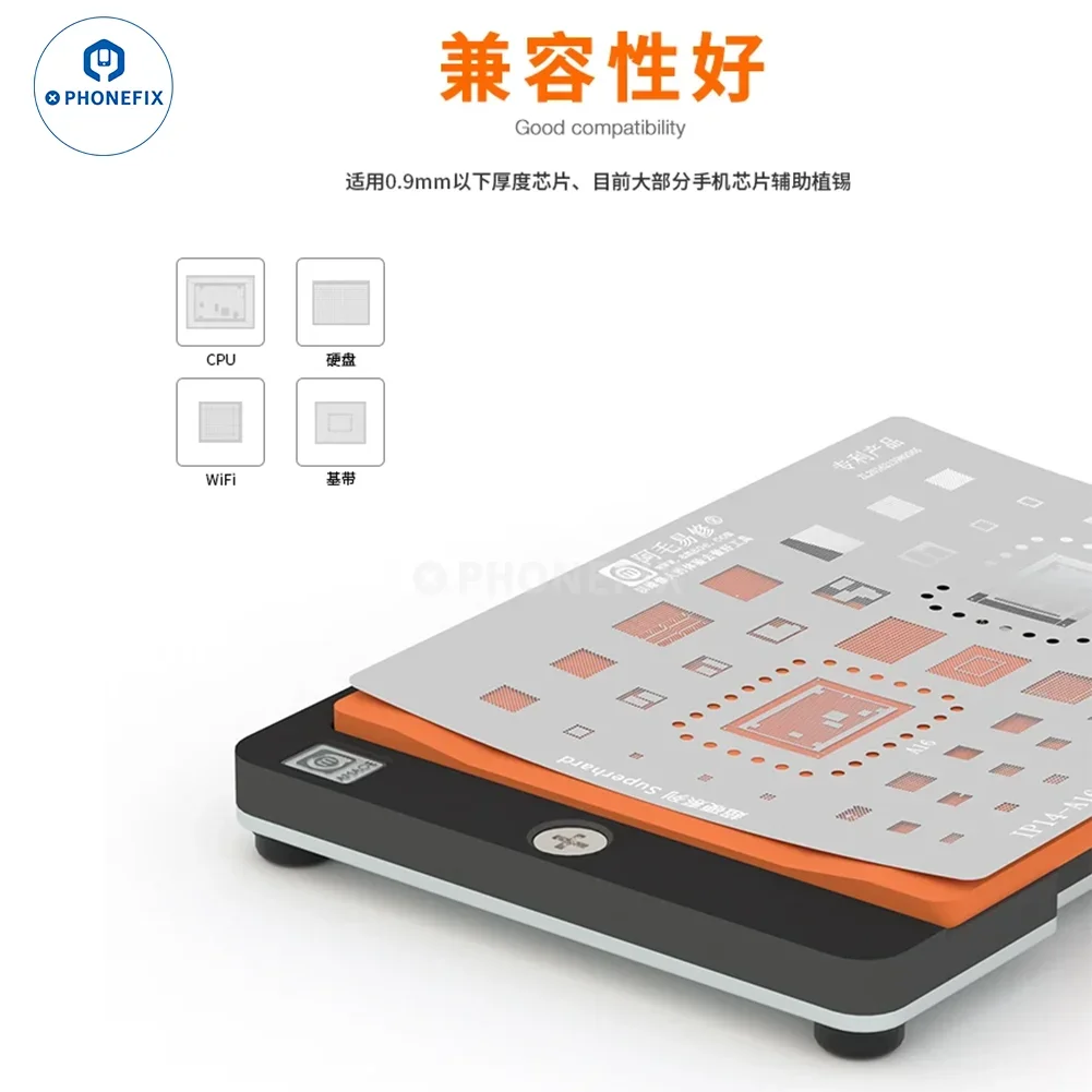 DIYPHONE BGA Reballing Stencil Kit สําหรับ iPhone/ Huawei/Samsung/ XIAOMI CPU ชิป IC เมนบอร์ดดีบุกปลูกบัดกรีเหล็กสุทธิ