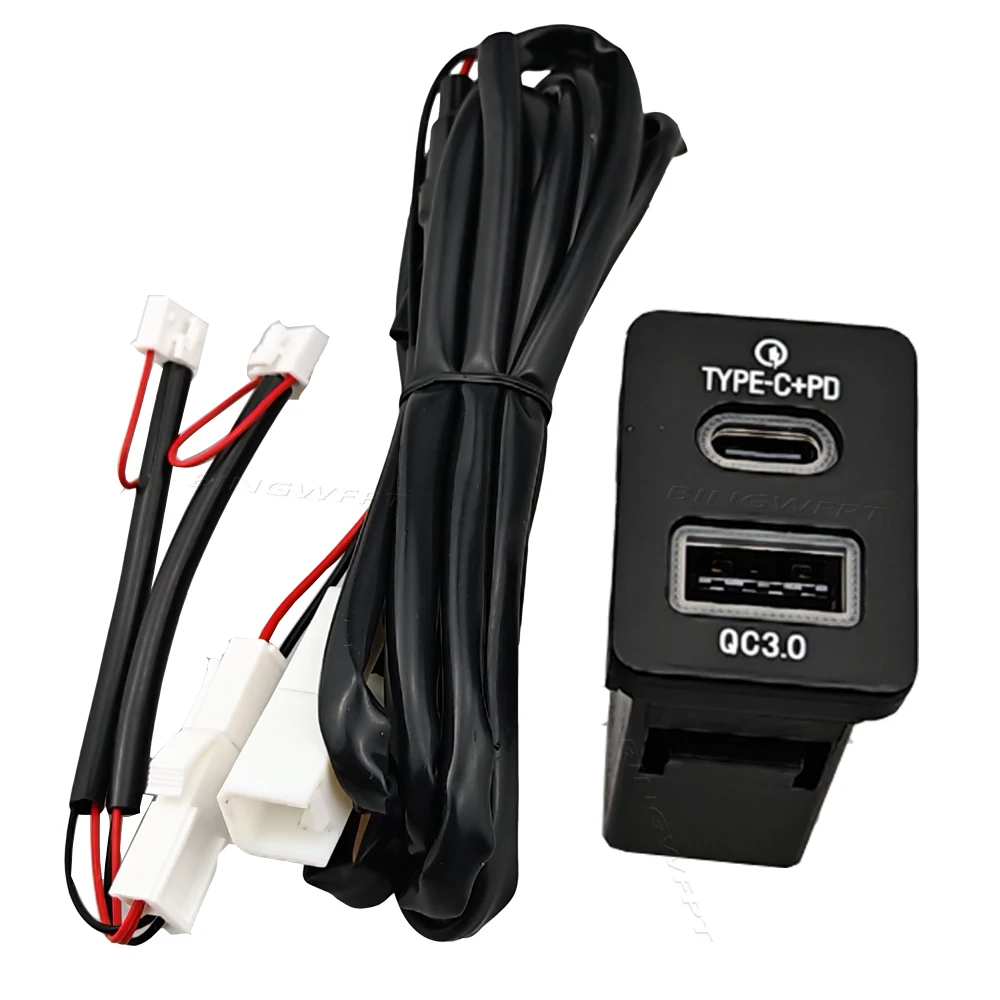 Dual USB Car Quick Charger Type-C PD +Type A Socket For Toyota Corolla Camry RAV4 Highlander For Mitsubishi Outlander For Suzuki view 6