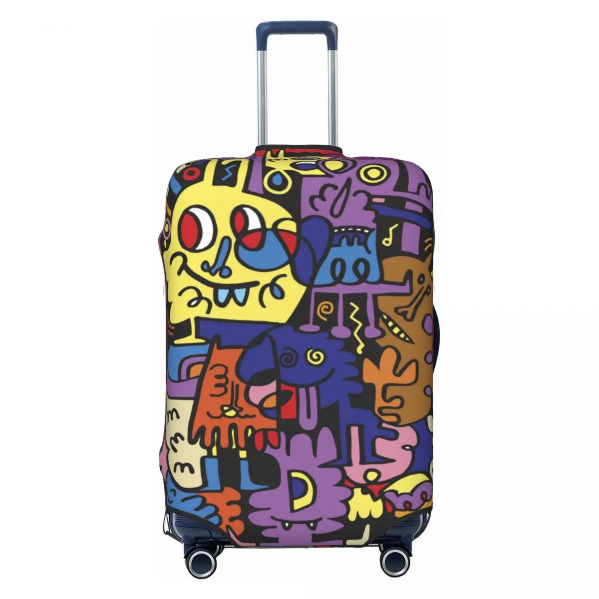 Funny Monsters Graffiti Suitcase Cover Cartoon Cruise Trip Protector Holiday Elastic Luggage Supplies Christmas Gift