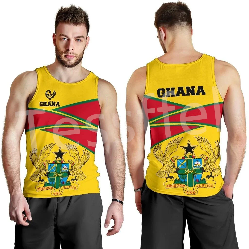 Tessffel Black History Africa County Ghana Kente Tribe Tattoo 3DPrint Men/Women Summer Harajuku Vest Casual Sleeveless TankTop 1