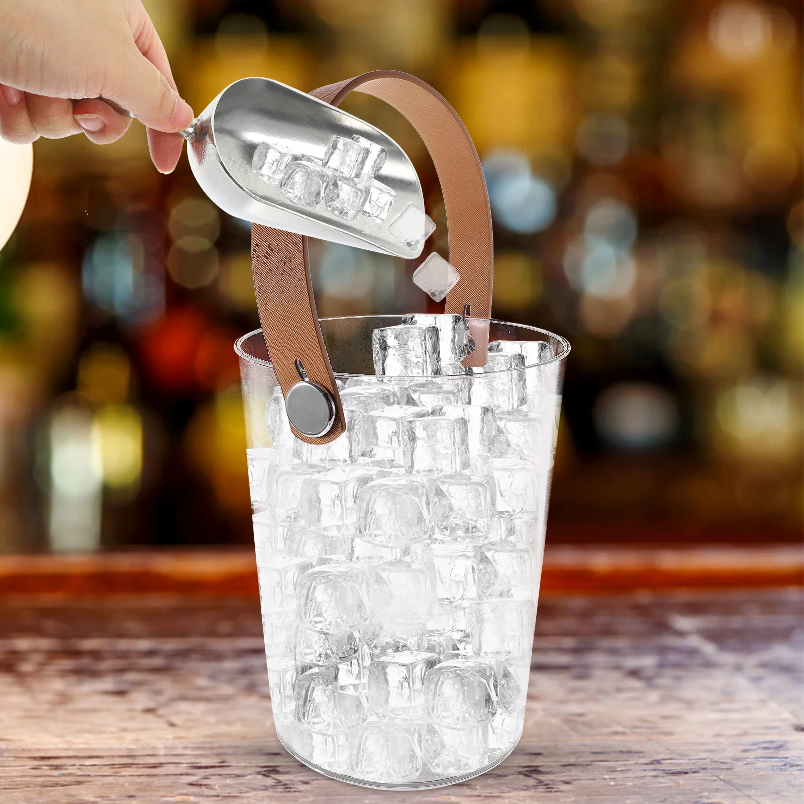

Transparent Ice Bucket Portable Cooling Container for Beverage Fruit Ktv Accessory Bucket Reusable Holder Cooler
