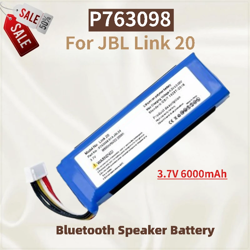

High Quality P763098 Battery 3.7V 6000mAh For JBL Link 20 Bluetooth Speaker Brand New Replacement Battery