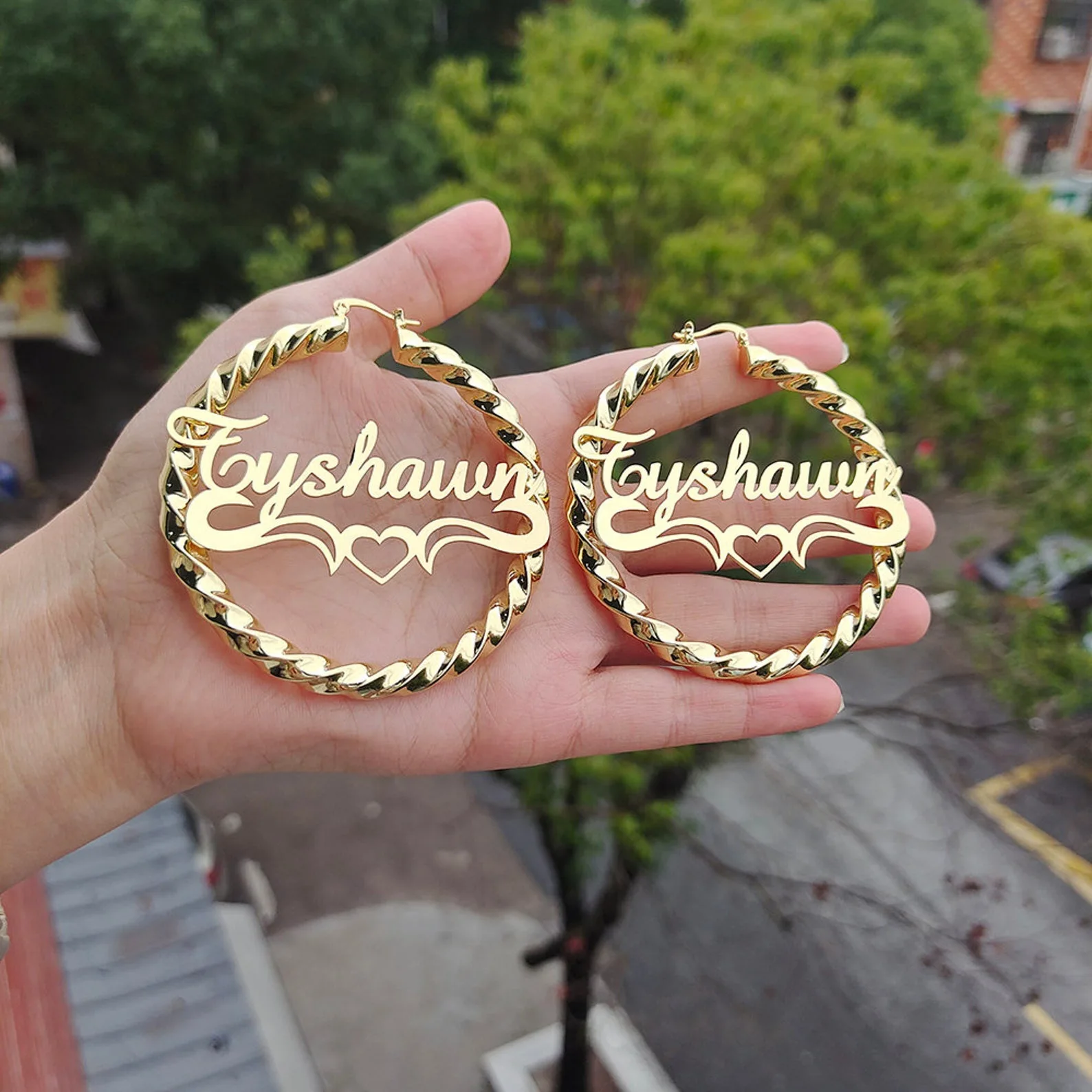 

New Custom Personalized Twist Hoop Earrings For Women, Bold Rope Earrings with Name,Customize Name Jewellery for Holiday gift