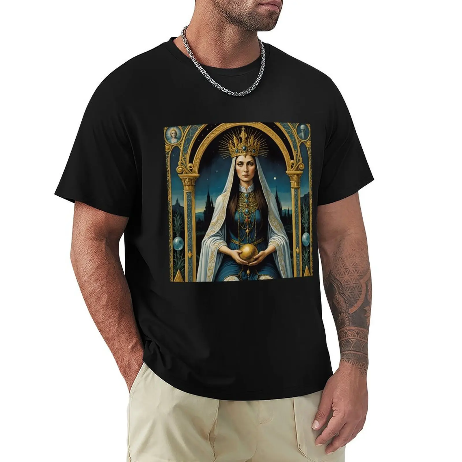 

The High Priestess T-Shirt gifts for boyfriend boys animal print Luxury man T-shirts for men cotton