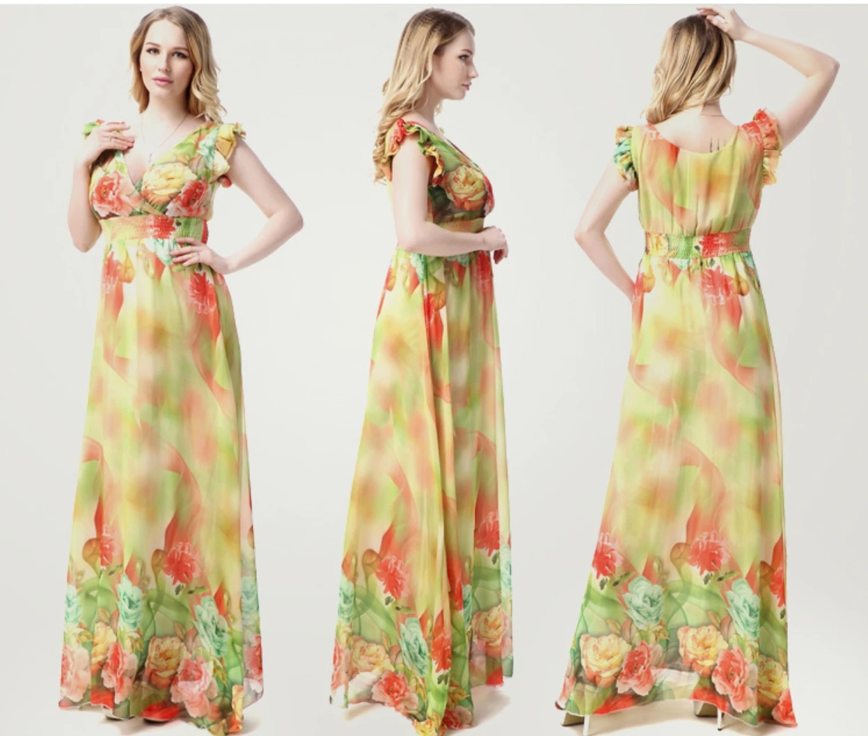 2025 Chaomeng Holiday Beach Dress Damenkleider in großen Größen mit Spitzen-Patchwork-Blumenmädchenkleider beliebt