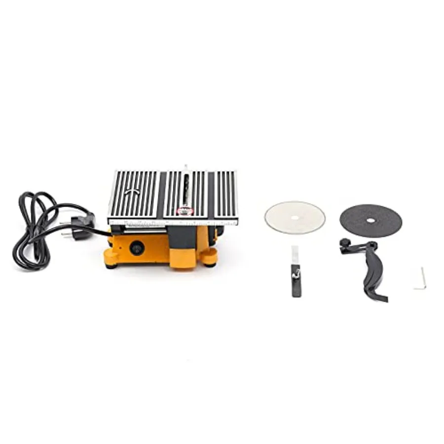 

Mini Table Saw Cutting Machine Portable Tabletop Saw Electric Benchtop Saw with 2 Saw Blades Plastic Wood Glass Cutter Woodwork