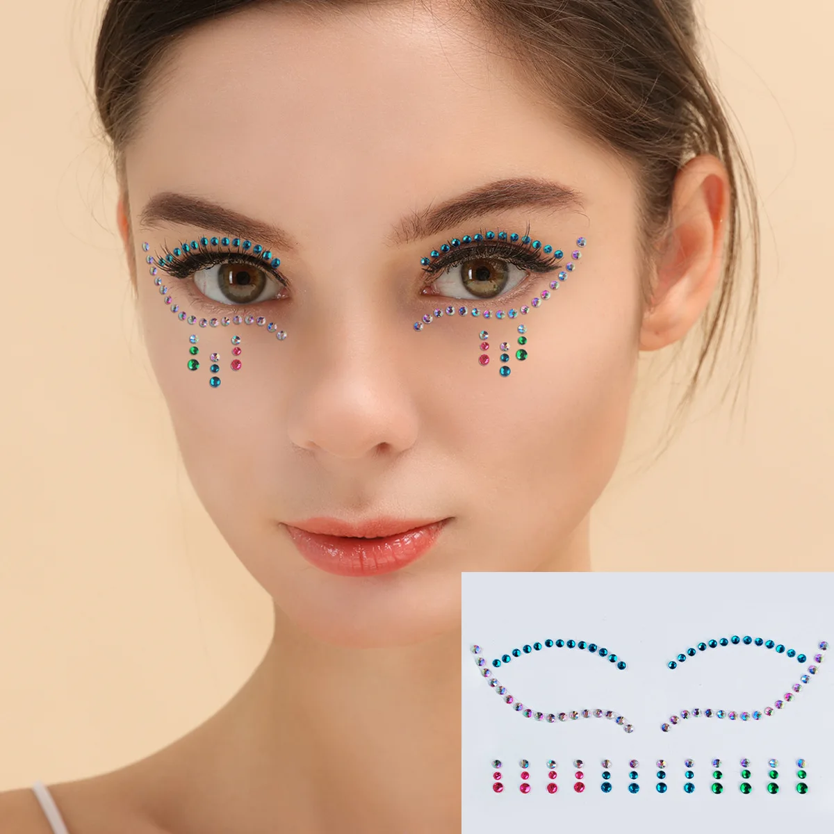 Disposable Temporary Tattoo Stickers Facial Jewelry Colored Crystal Diamonds DIY Eyes Face Body Waterproof Makeup Decorative Rhi