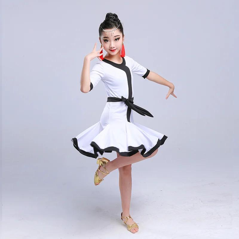 Latin Dance Dress Girl Professional Competition Dancing Dresses Children Kid Salsa Cha Samba Clothes Practice Show Wear