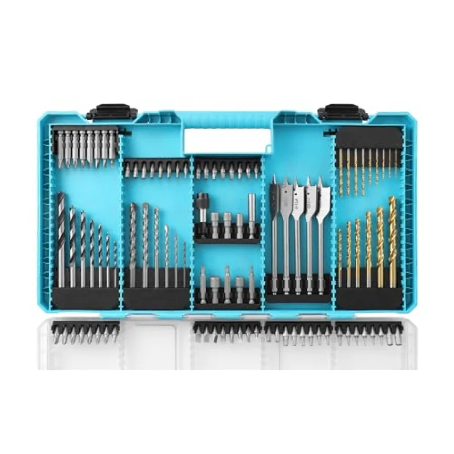

99 PCS Drill Bit Set High Speed Steel Titanium Drill and Screwdriver Bit Set with Tough Case for Metal Wood Plastic Concrete Br