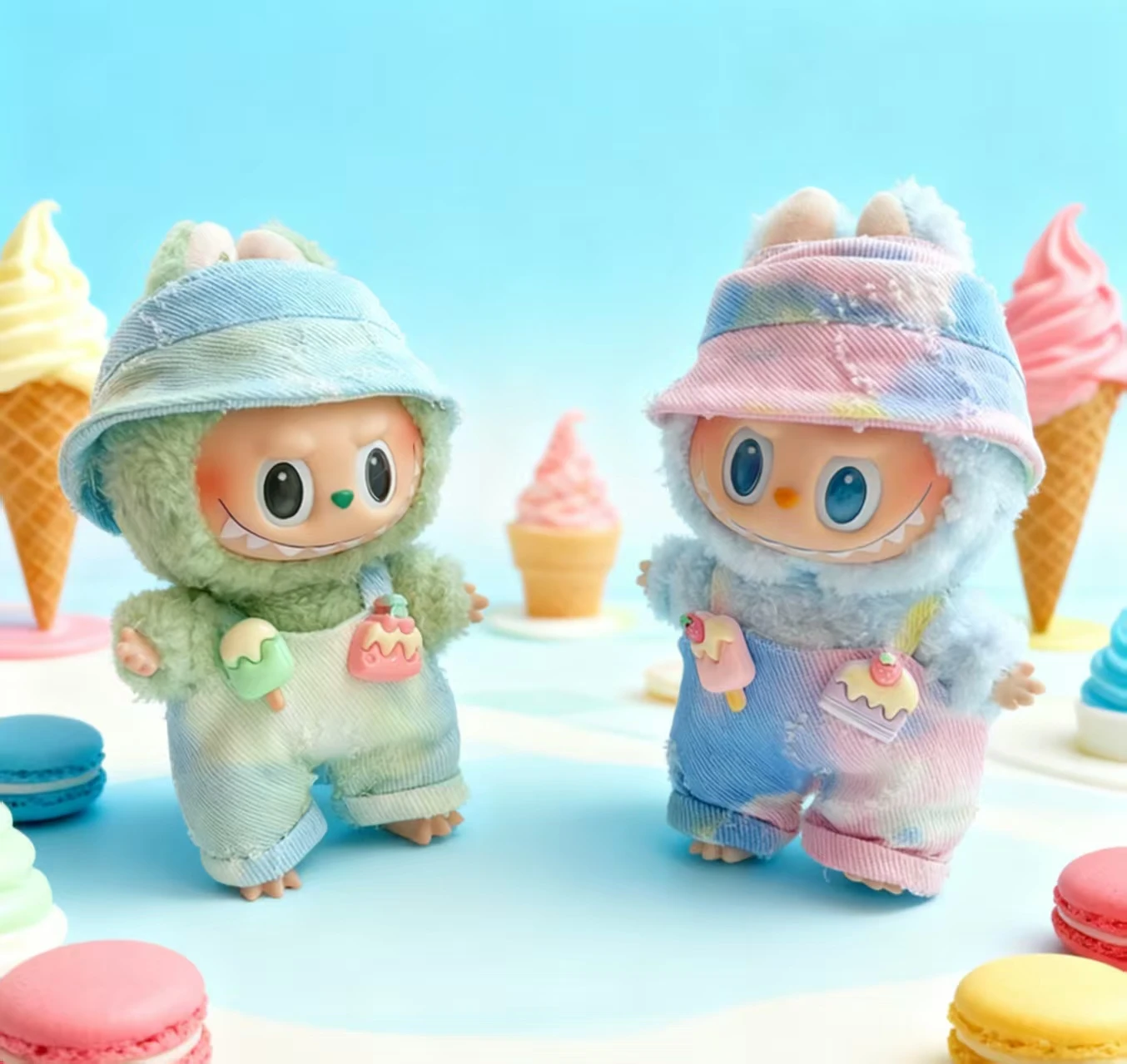 

17CM rag clothes plush doll leisure colorful jumpsuit overalls fisherman hat clothes dopamine rag clothing accessories gifts.