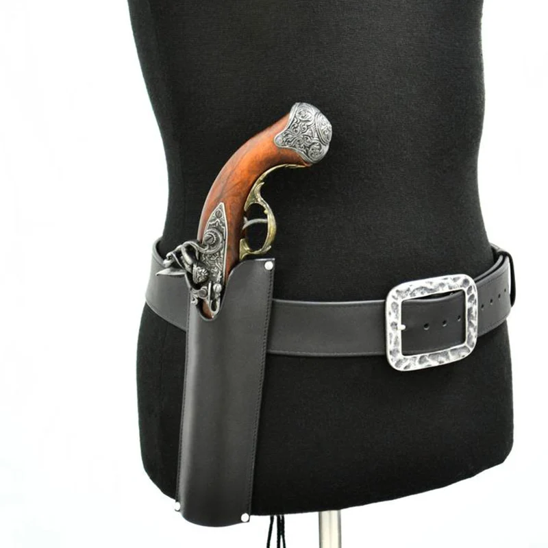 Renaissance Victorian Pirate Captain Flintlock Holster PU Leather Pistol Gun Bag Steampunk Accessory Corsair Cosplay Costume