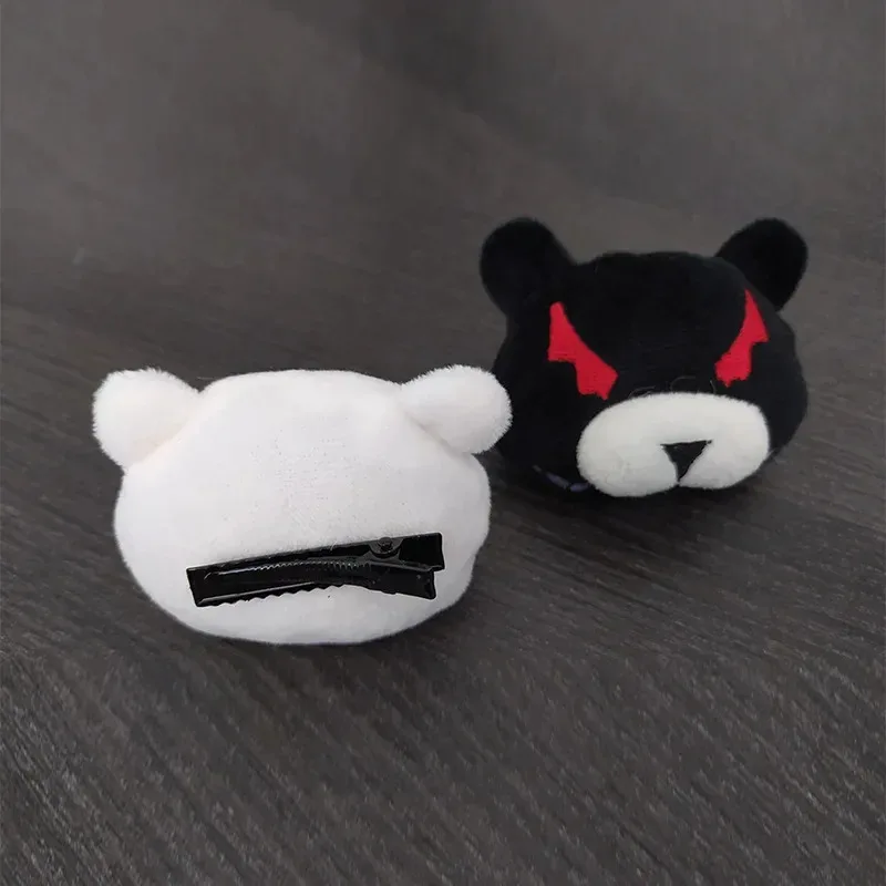 Anime Danganronpa Enoshima Junko Cosplay Wig Pink Long Wavy With Ponytail Clip White Black Bear Hairpins Girl Gift