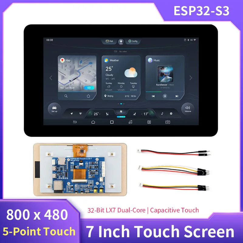 ESP32-S3 7 Inch Touch Screen Development Board 32-Bit LX7 Dual-Core 800 x 480 5-Point Touch Screen WIFI&Bluetooth for GUI LVGL