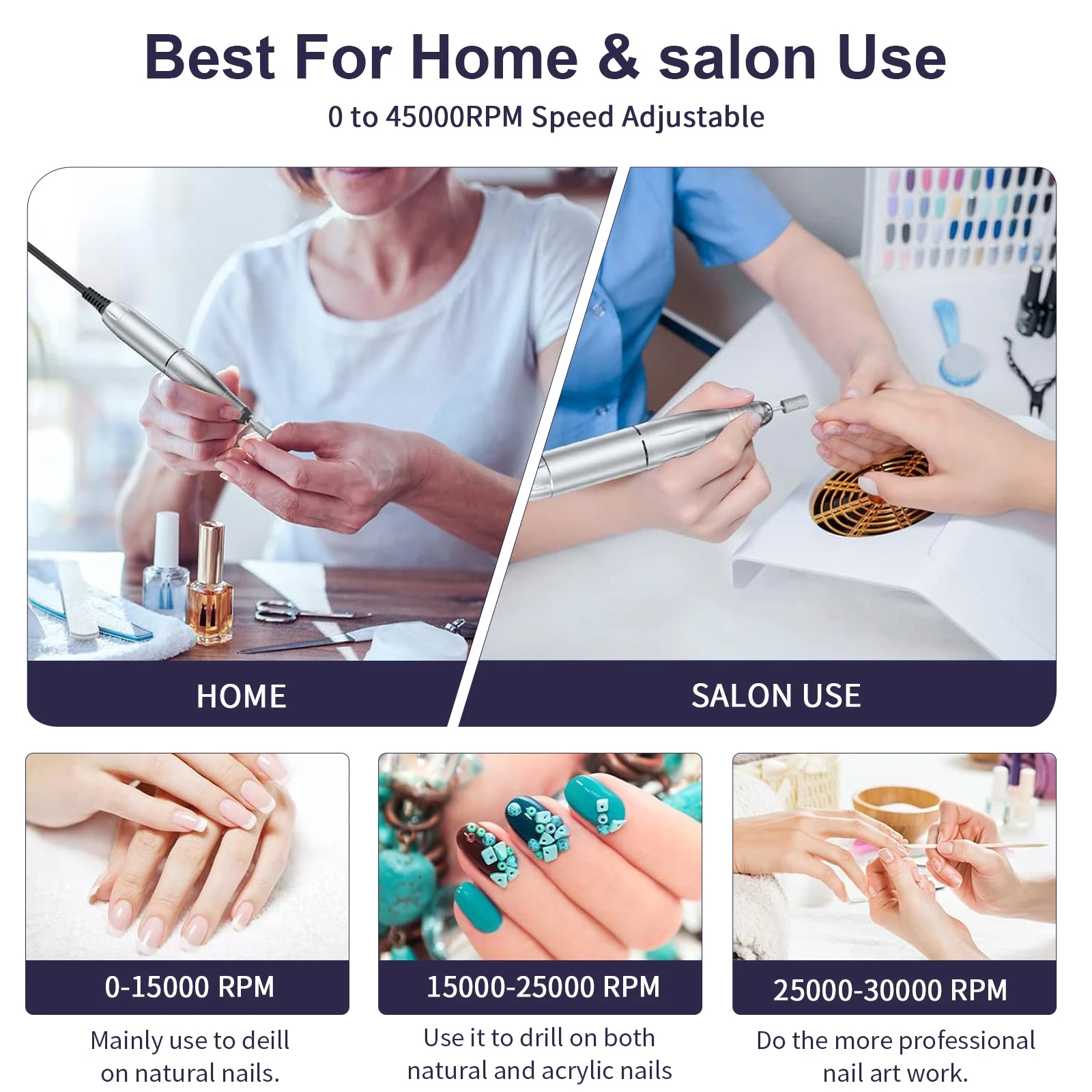 Professional UV LED Nail Lamp with 45000 RPM Nail Drill Machine 2-in-1 Salon Manicure Equipment Set