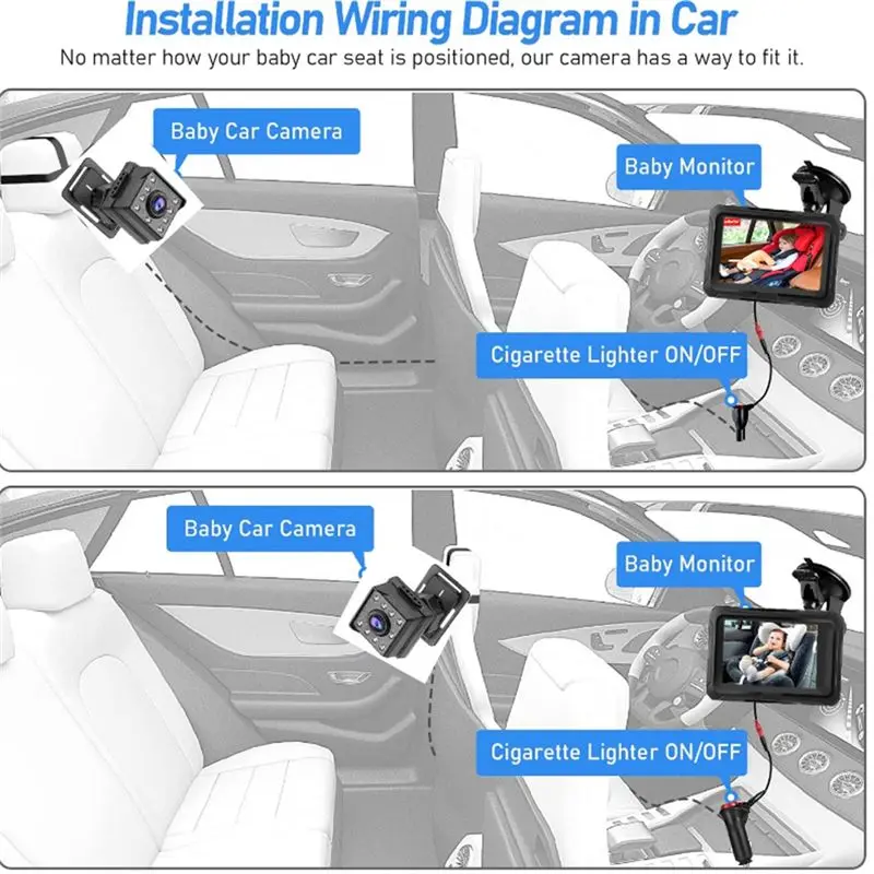 Back Seat Baby Car Camera, Car Seat Camera, Rear Baby Night Vision, Baby Car Monitor,Rearview Mirror-N30R
