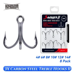 KINGDOM 3X Carbon Steel Strong Treble Hooks Fishing Tackle Hook High Strength Accessories Saltwater Anticorrision Fishing Hook