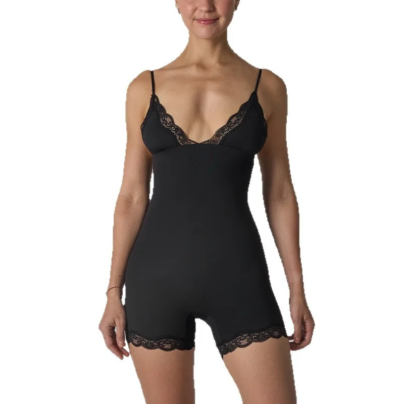 Body de una pieza triangular de encaje para mujer, ropa moldeadora de sensación desnuda, mono con tirantes finos, mono de ajuste cómodo, ropa de descanso