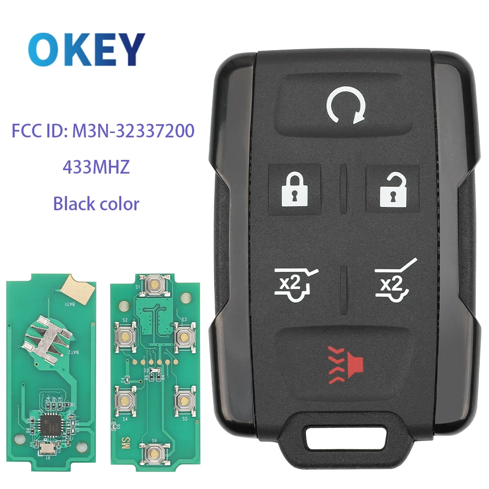 Okey Remote Car Key Fob Black Color 433Mhz M3N32337200 For Chevrolet Suburban Tahoe Silverado Canyon GMC Pickup