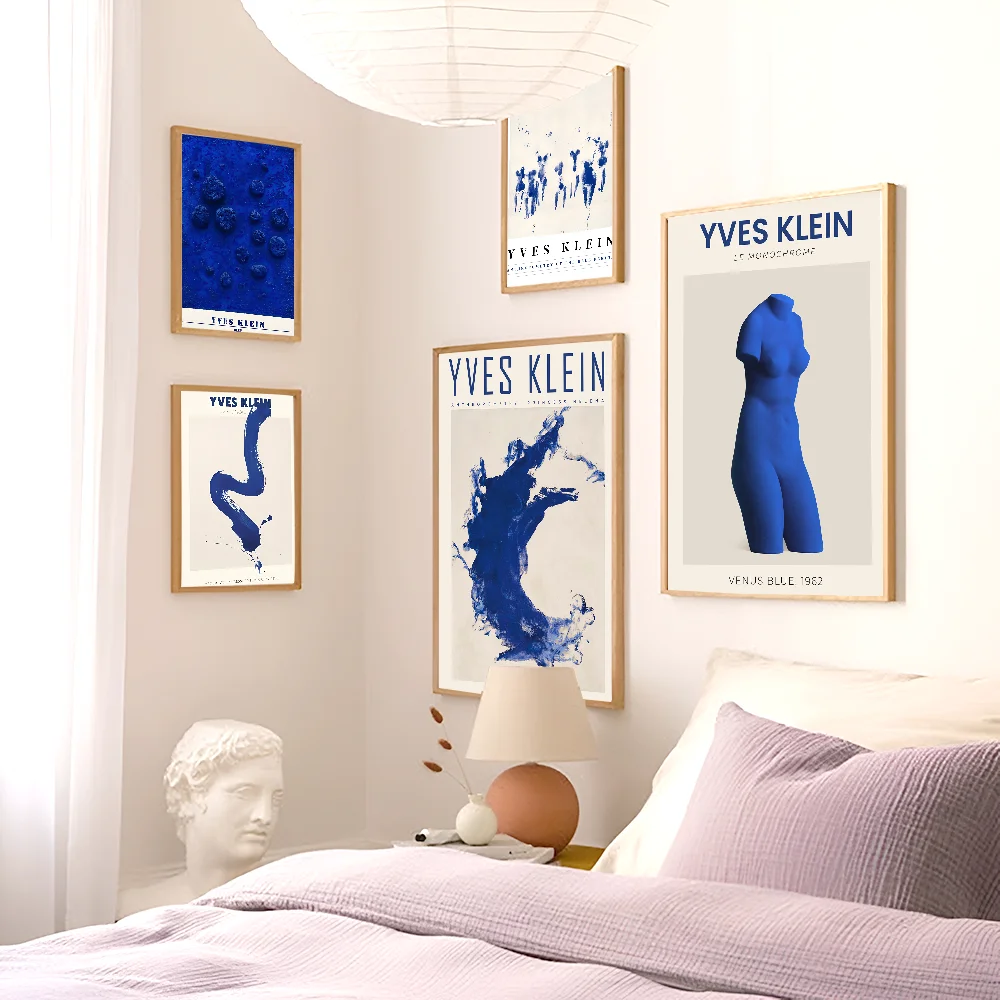 Yves Klein Blue Exhibition Gallery  Vintage Posters Sticky Whitepaper Prints Posters Artwork Posters Wall Stickers