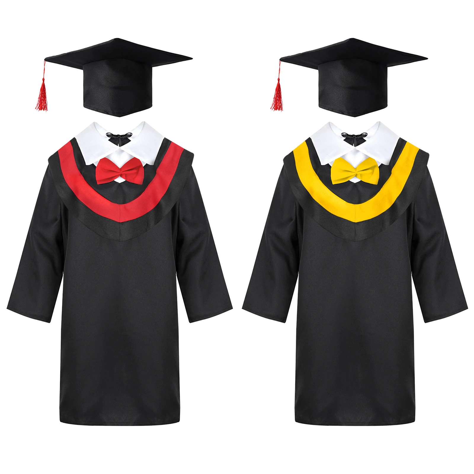 4-12Y Kids Boys Girls Preschool Nursery Graduation Uniform Robe Set with Tassel Cap Graduation Gown for Primary School Ceremony