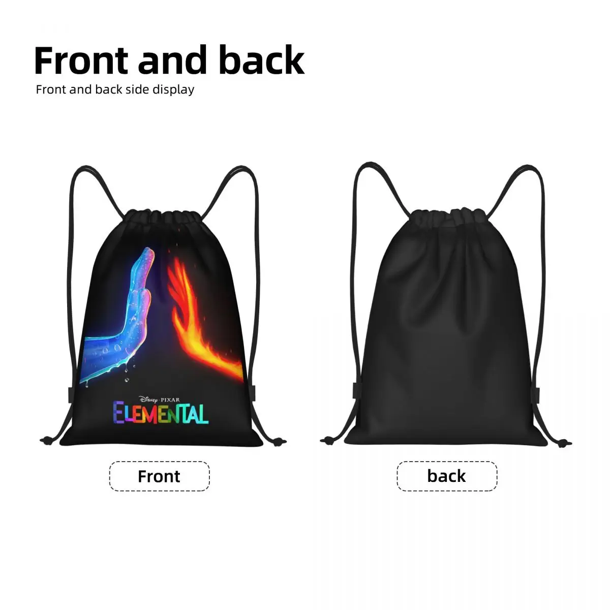 Custom Elemental Film Drawstring Bag for Training Yoga Backpacks Men Women Ember Lumen Sports Gym Sackpack