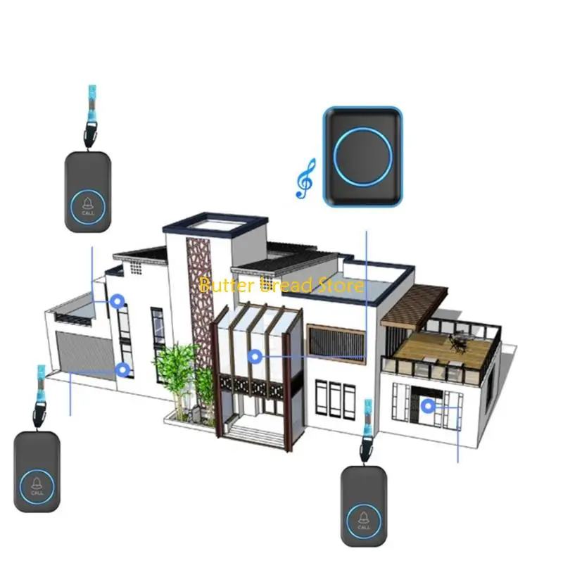 W89C كبار السن مقدمي خدمات الإنذار Pager Wireless Call Button 5 Gear Sound قابل للتعديل