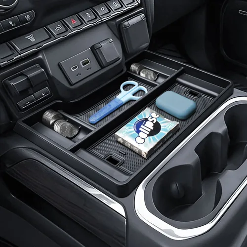Imagen 2 del producto Organizador de consola central frontal para consola completa Chevy Silverado/GMC Sierra 2019-2022 con solo asientos de cubo, bandeja de caja de almacenamiento media