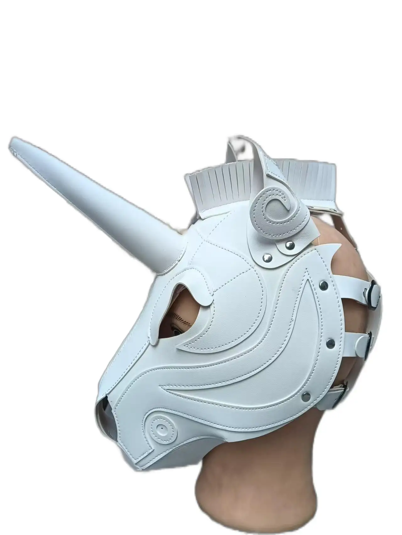 Horsehead mask Punk PU mask Halloween holiday party stage performance headgear