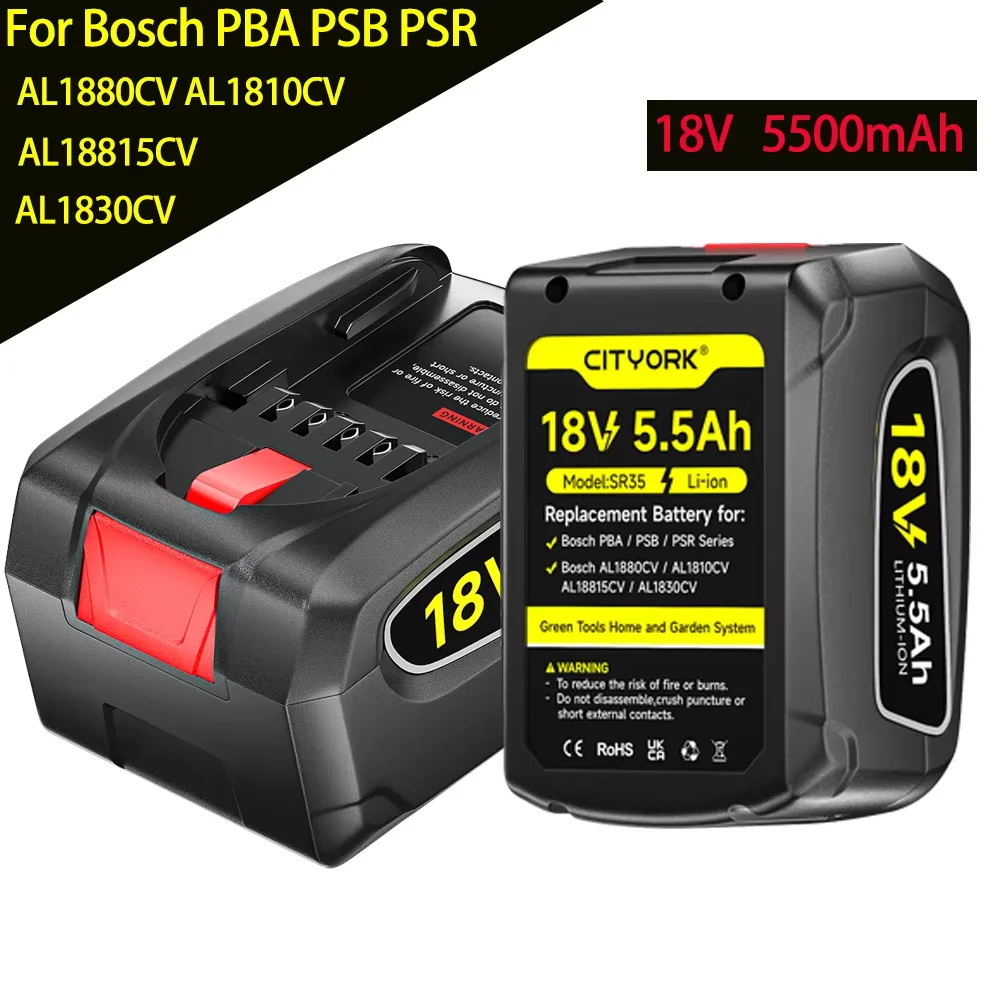 

5500mAh for Bosch PBA PSB PSR Rechargeable Battery 18V For Bosch System Gardena AL1880CV AL1810CV AL18815CV AL1830CV 5.5Ah Home