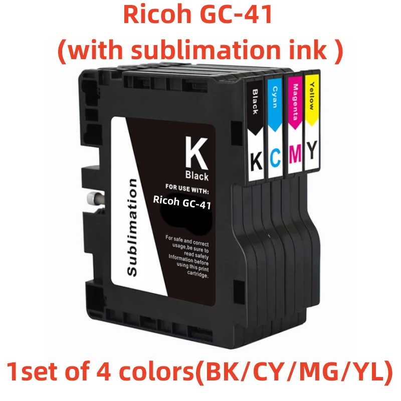 Ricoh GC-41 (with sub Ink）Cartridge 4 Colors (BK/CY/MG/YL) Ink Pack Replacement for Ricoh SG2100N /SG3100 SG3100SNW/ SG3110DNW