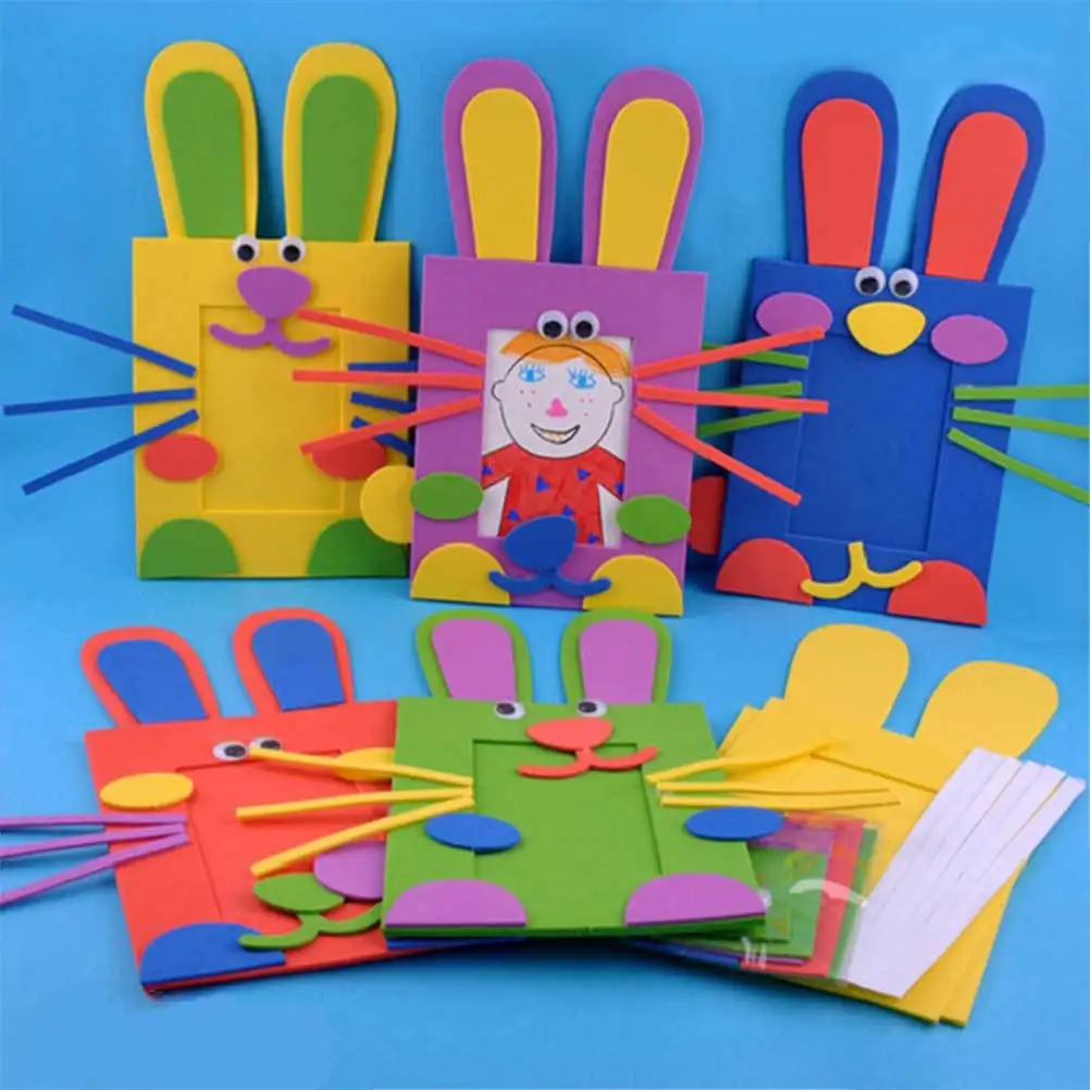 

Childrens DIY Photo Frame Making Material Bag Handcrafted Supplies Kids Art Craft Kit Random Patterns Colors Creative Learning