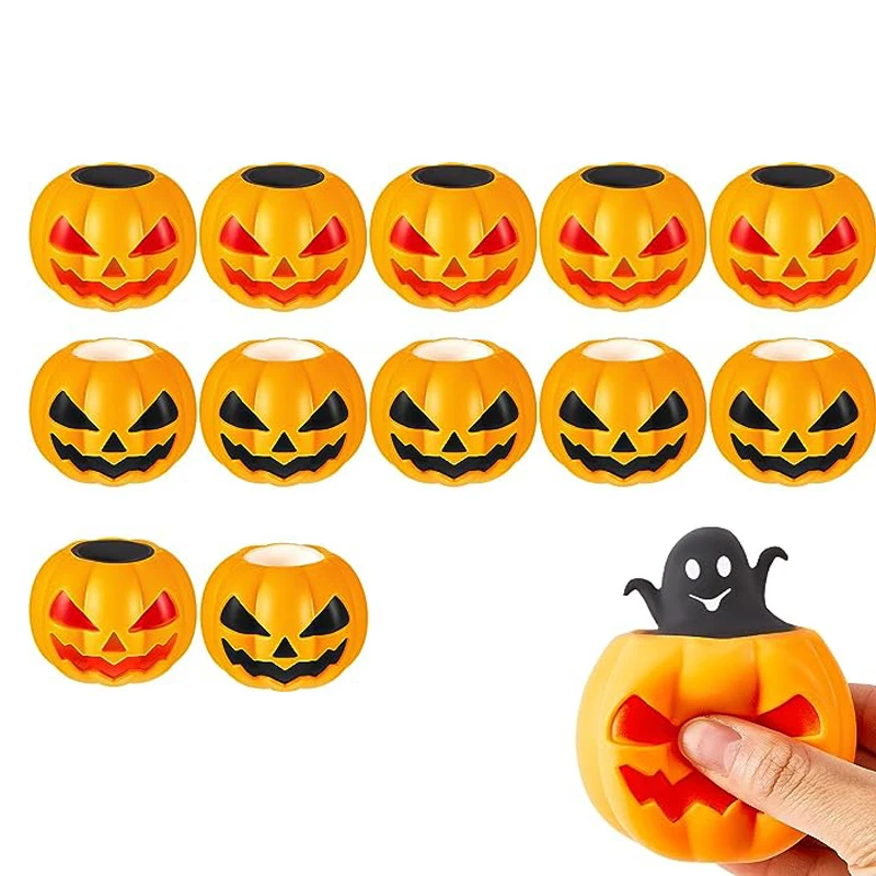 

12 Pcs Pumpkin Ghost Squeeze Ball Toy Adult Kids Decompression Toys Relief Stress Vent Ball Halloween Party Decoration Prop Gift