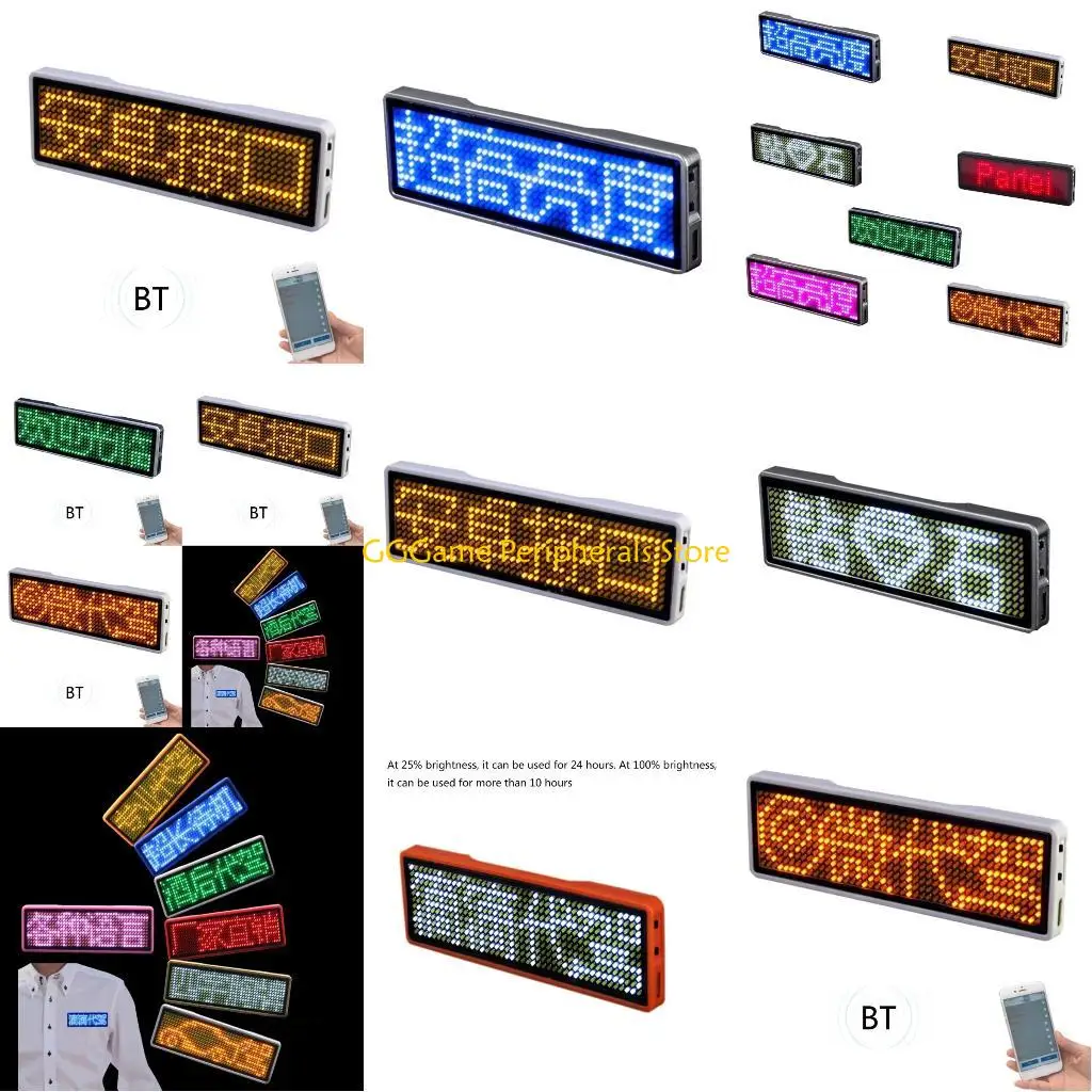 

U55B Reuseable Led Name Badges with Built in 200mah Battery Digital Signs Temperature Display Rechargeable LED Card Screen