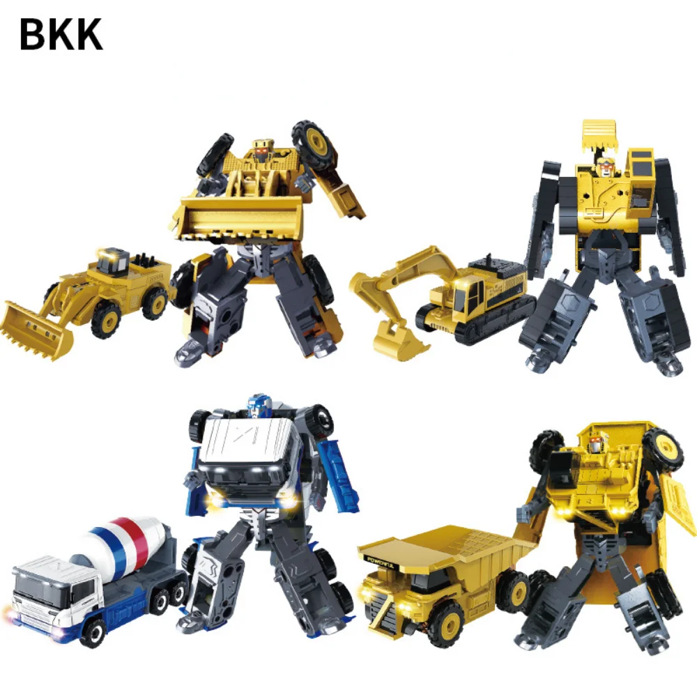 BKK Alloy Deformation Engineering Vehicle Robot Train Car Excavator Bulldozer Children's Toy