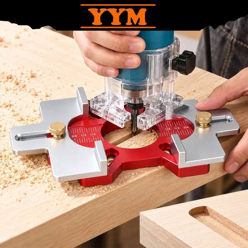 YYM Woodworking 2-in-1 Slotted Invisible Fastener Jig Router Base Trimmer Mortising & Fastening Bracket Tool