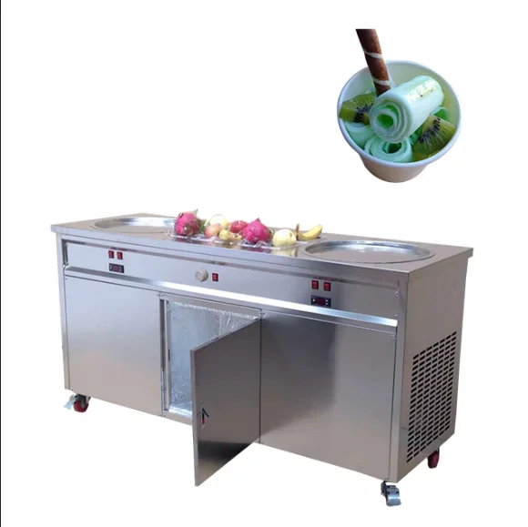 F700 Top Quality Double Pan Stainless Steel Frozen Ice Cream Rolls Fried Ice Cream Machine Ice Roll Machine