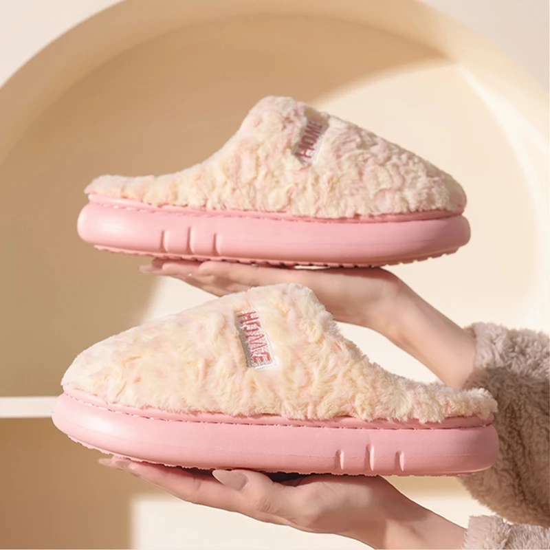 شباشب منزلية مريحة من القطيفة للرجال - أحذية داخلية من الصوف المنفوش مع نعل غير قابل للانزلاق، شباشب منزلية شتوية دافئة لغرفة النوم #6