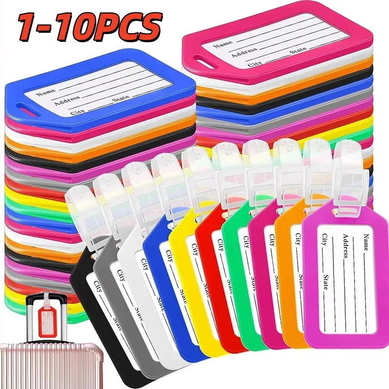 

1-10 шт. пластиковые багажные бирки для чемоданов, идентификаторы для путешествий, держатели для адреса и имени, аксессуары для мужчин и женщин