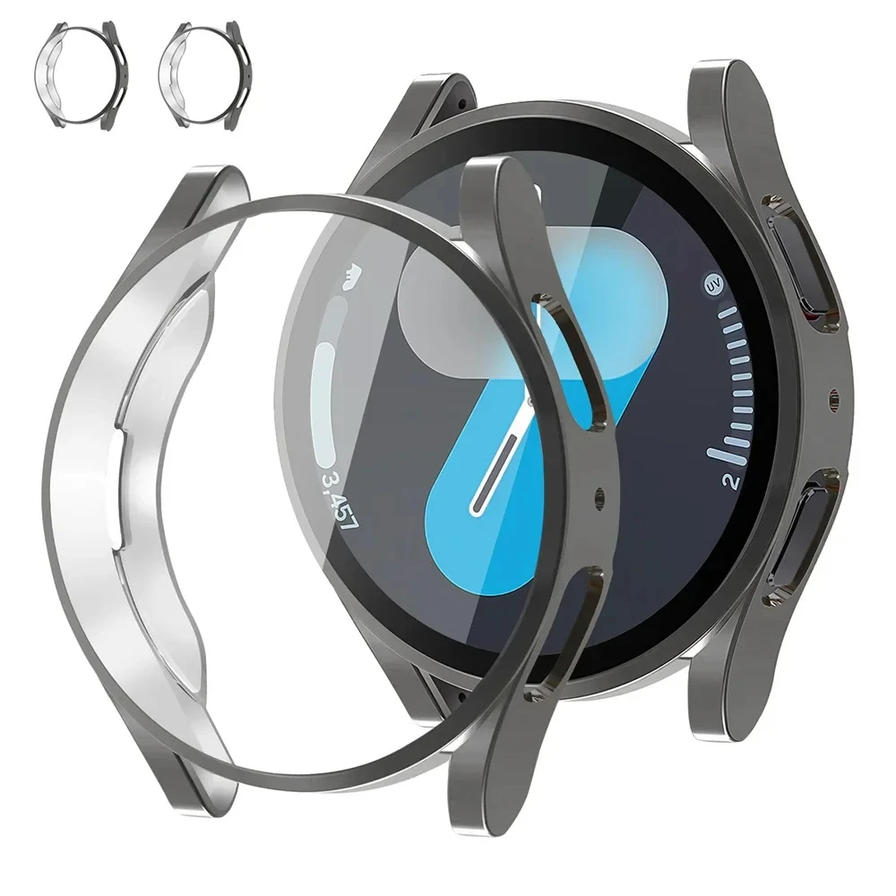 Capa de silicone tpu para samsung galaxy watch 7/6/5/4 40mm 44mm capa completa protetor de tela para watch7 44mm 40mm capa shell