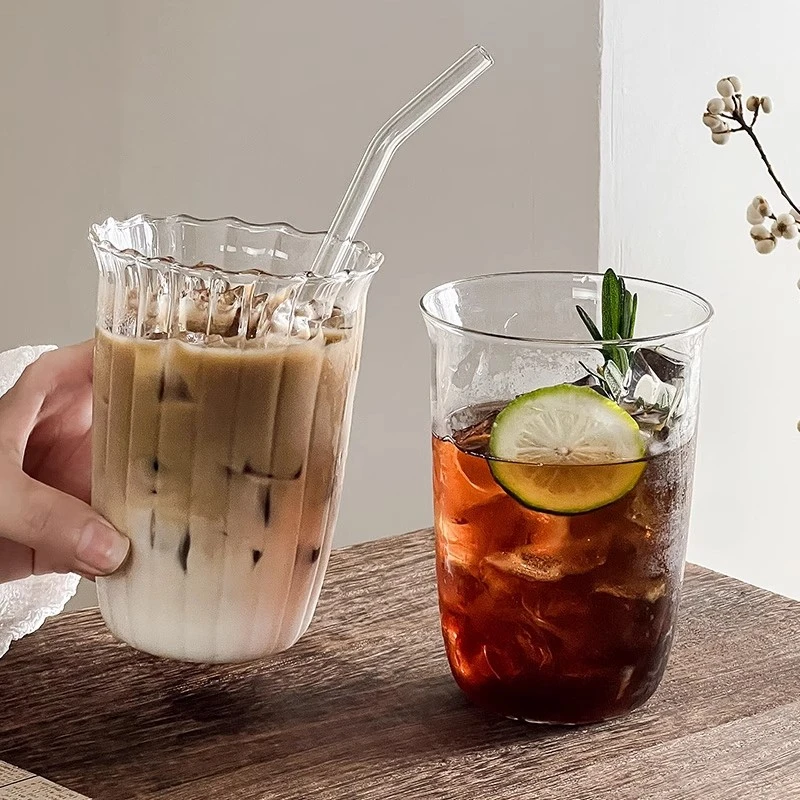 Glas-Trinkgeschirr, kalte Kaffeetassen, Glas-Wasserflasche, Eiskaffeetassen, Ins-Kaffeetasse, ästhetische Gläser, Tasse, Ramos Sierra