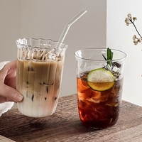 Glass Drinkware Cold Coffee Cups Glass Water Bottle Iced Coffee Cups Ins Coffee Mug Aesthetic Glasses Cup כוסות לקפה קר