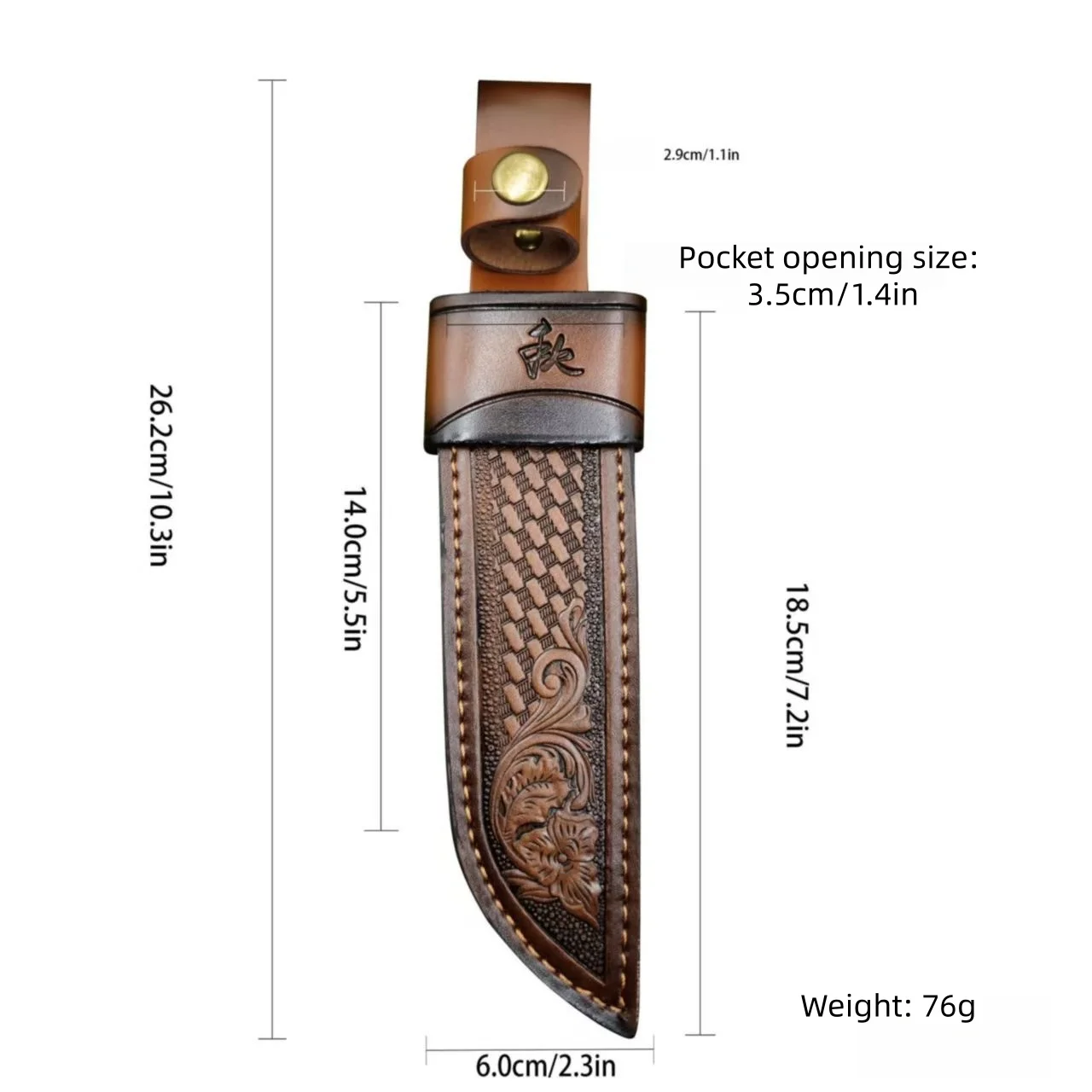 Vintage Floral Embossed Genuine Cowhide Fixed Blade Knife Sheath Waist Belt Carry Leather Scabbard Storage Cover Sheath Only No image 3