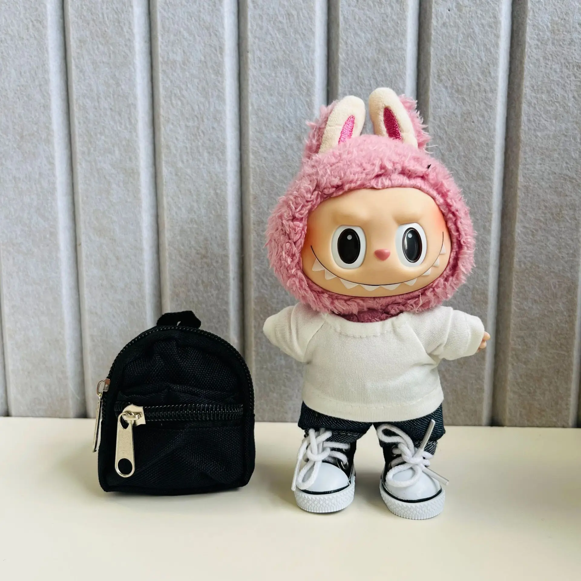 

Plush Doll'S Student Clothes for Outfit Korea Kpop Exo Labubu Idol Dolls Clothing Fashion Outfit With Bag Shoes Overalls