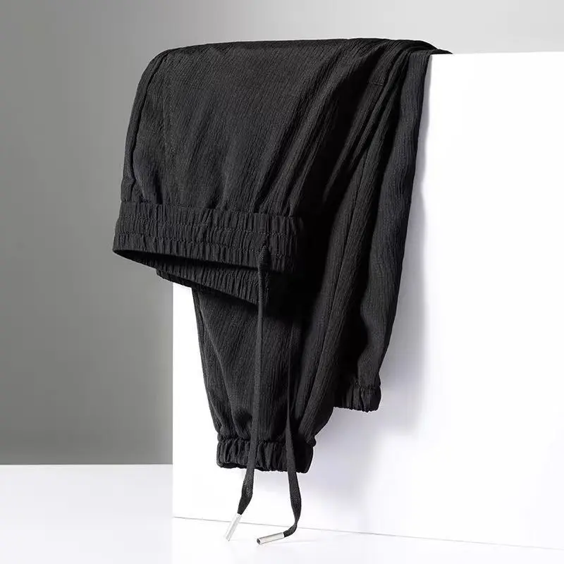 Men Casual Pants Black Harem Pants Man's Clothing Quick-drying Leggings Sportswear Summer Loose Solid Thin Slim Hip Hop