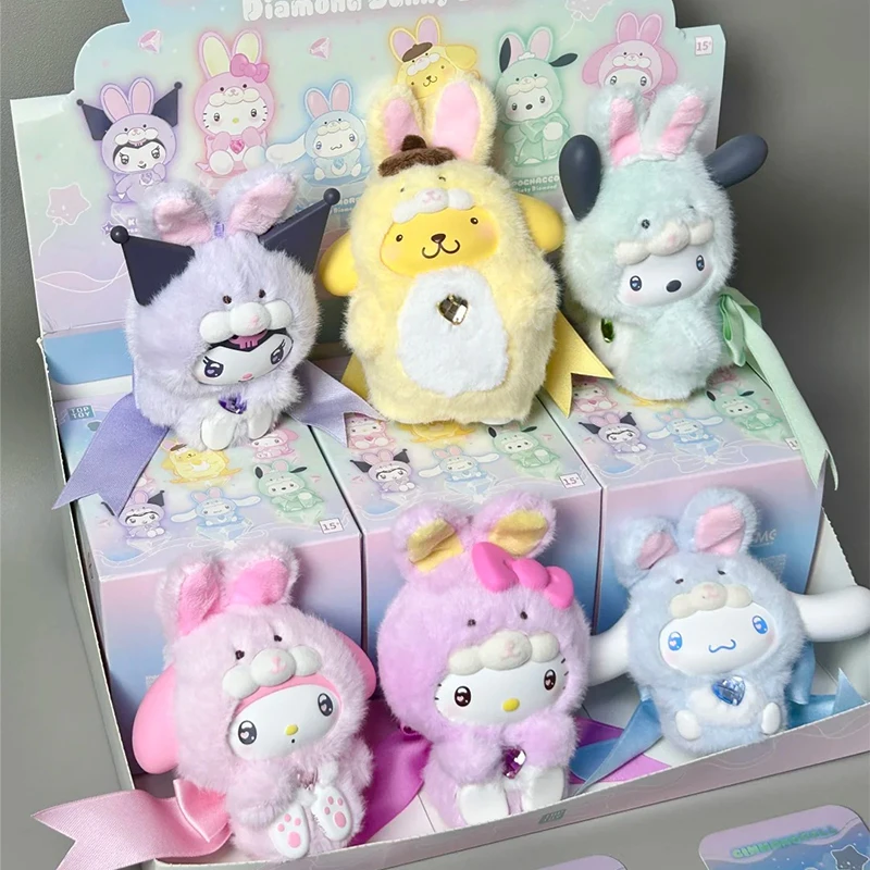 

Sanrio персонаж алмазный кролик детская серия слепая коробка Kuromi Cinnamoroll виниловая плюшевая загадочная коробка кулон мелодия сумка-сюрприз игрушки
