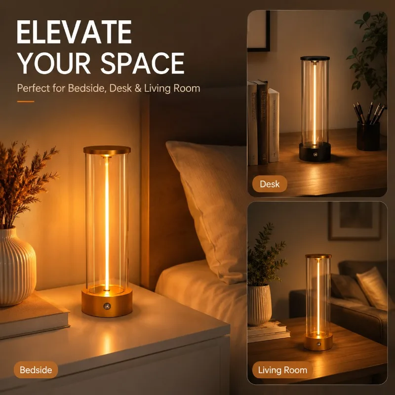 

Magnetic Rechargeable Night Light Warm LED Tube Table Lamp Portable Bedside Mood Lamp for Bedroom Desk Living Room Home Gift
