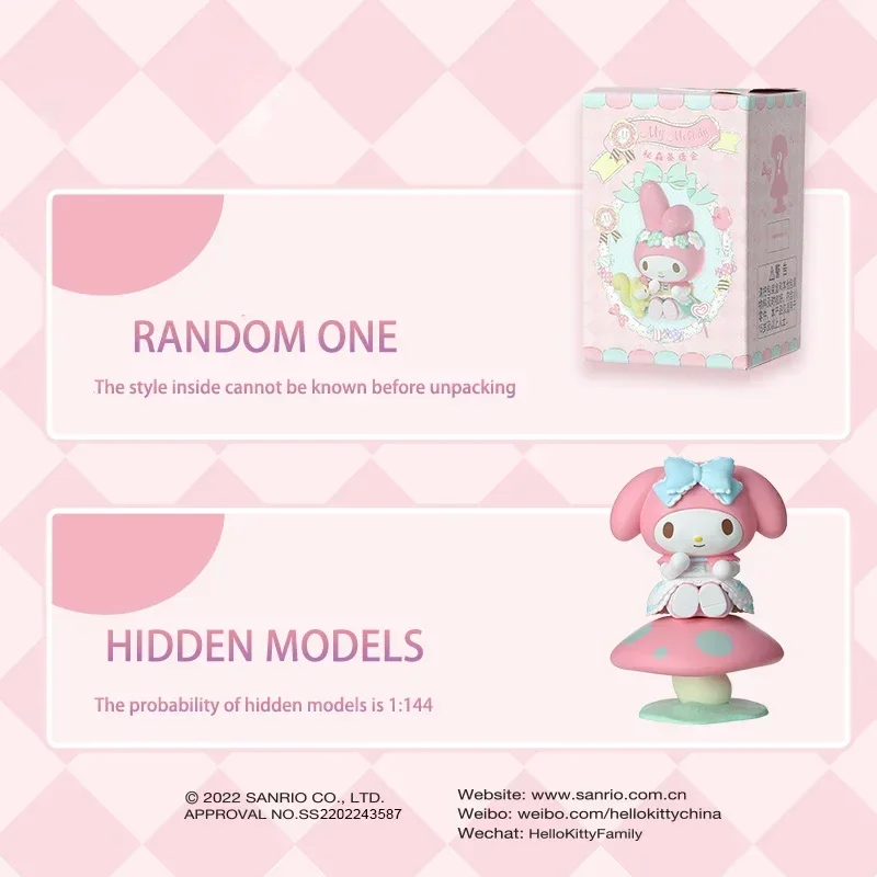 Sanrio caja ciega MyMelody Secret Sen, producto genuino, adorno de fiesta de té, decoración de escritorio de Anime Kawaii, juguete para niñas y niños