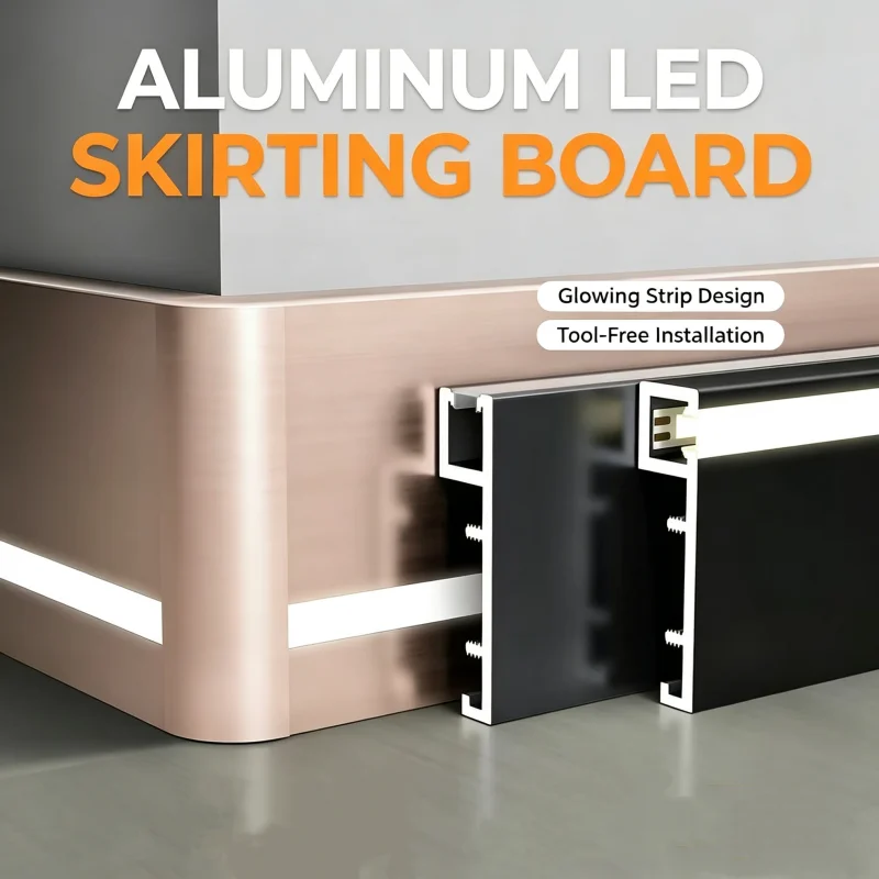 5/8CM Aluminum Led Profile Skirting Board Indoor Wall Stair Decor Surface Mount Baseboard Hotel Corridor Linear Strip Light